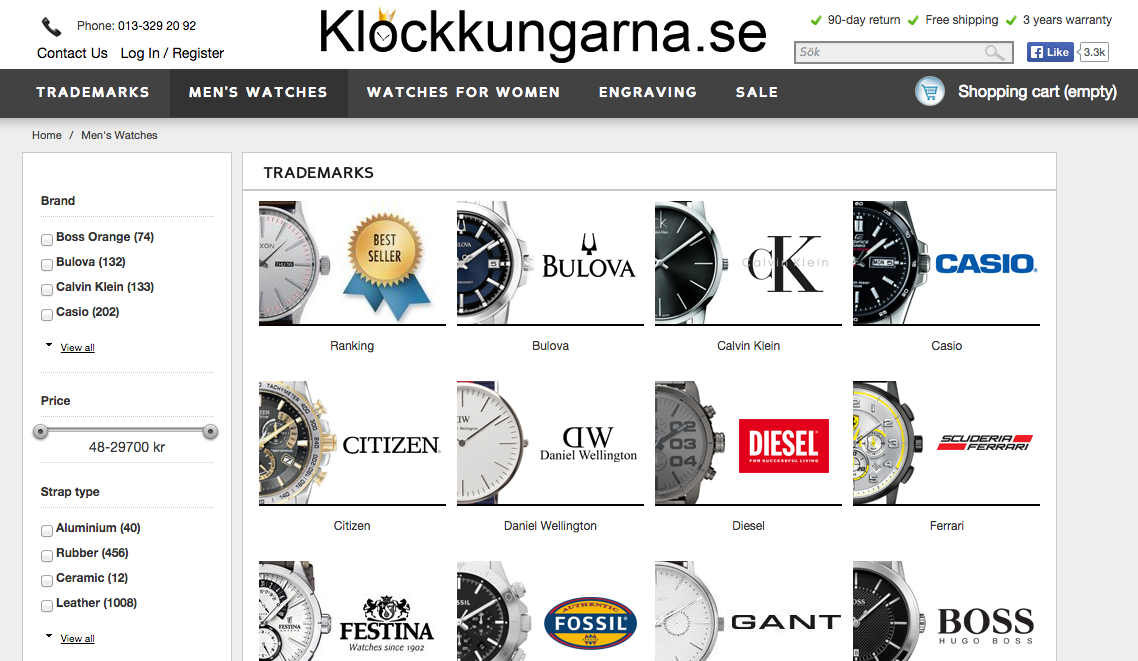 Klockkungarna sells designer watches online using Arqspin 360